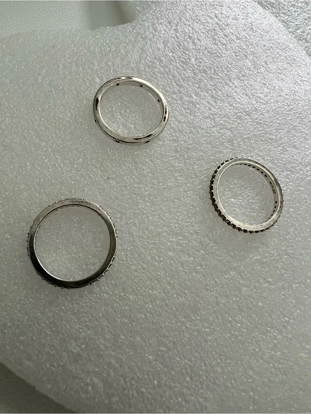 Vintage Style CZ Stack Ring Set 3-Piece Silver Plated Rings US Size 5